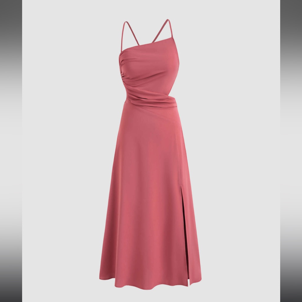 Solid Ruched Backless Dress